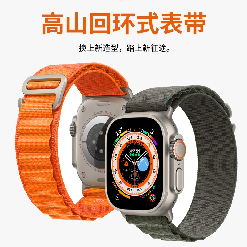 适用苹果S9手表applewatch表带iwatch8运动7代ultra高山se尼龙6回环式5男4女款3创意S7新款S6智能iPhonewatch-封面