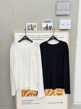 韩国Spell llll2025冬季口袋宽松长袖T恤百搭休闲宽松长袖上衣女