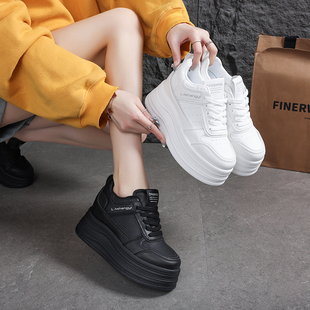 网红潮公主鞋 皮面内增高女鞋 新款 2026春季 防水台9cm超高跟小白鞋