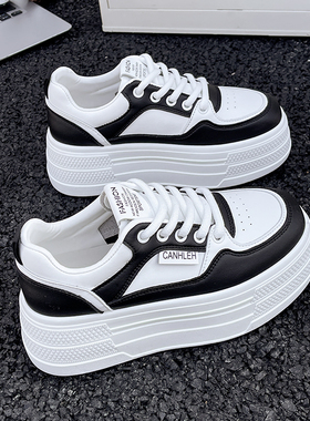 厚底小白鞋女增高6cm休闲运动松糕鞋2026春季新款百搭显廋女单鞋