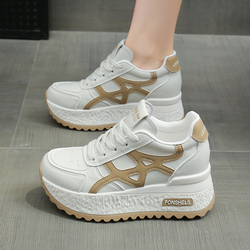 正品内增高8cm小白鞋女阿甘鞋