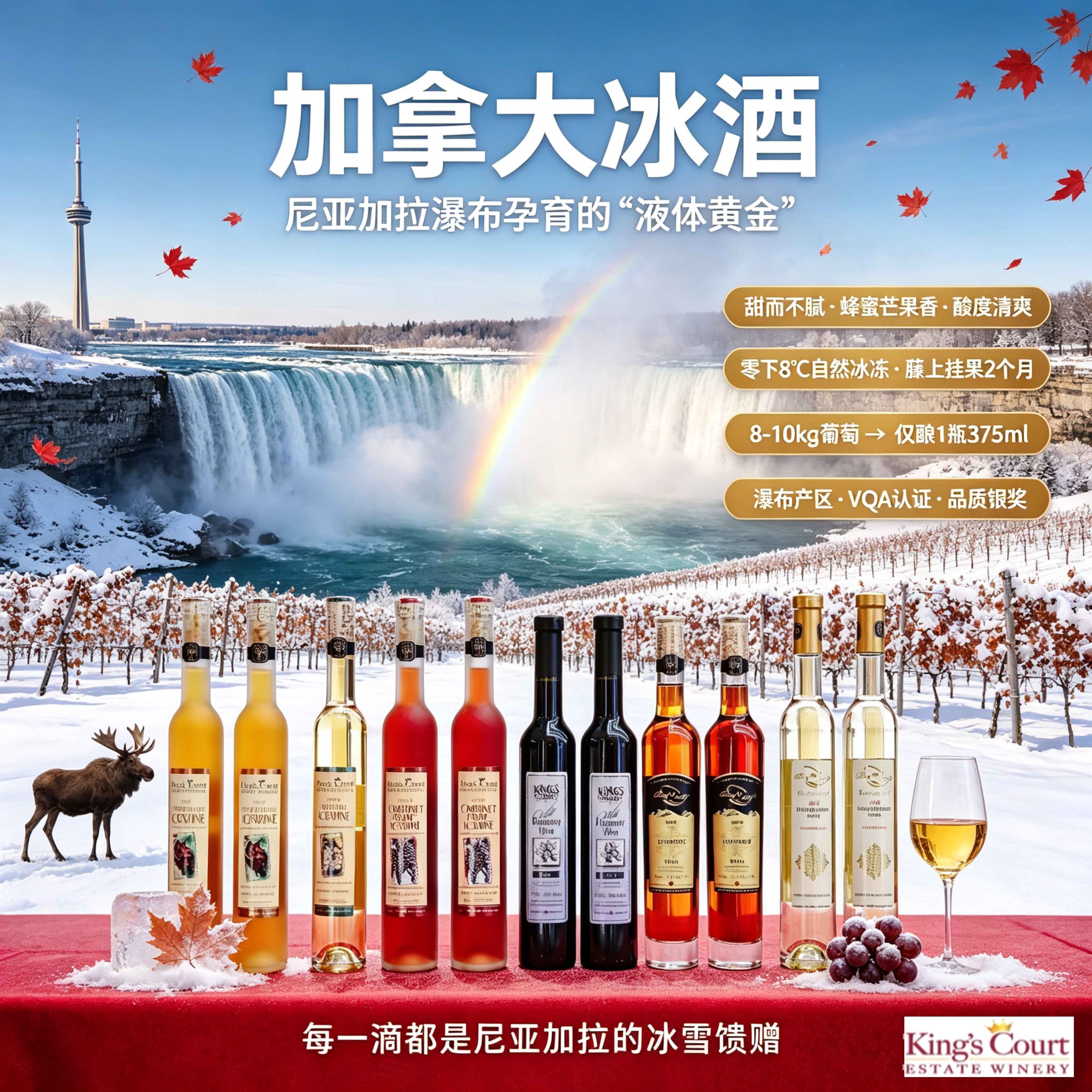 加拿大冰酒IceWine原瓶进口VQA甜白葡萄酒女生甜酒礼盒女神节礼品