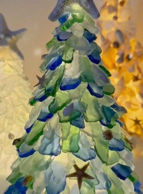 海玻璃原石装饰画手工拼贴海玻璃绿色啤酒瓶子碎片玻璃画diy材料