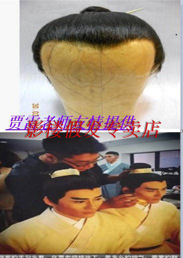 戏剧曲男士美人尖古装仿真高温丝发摄影用品演出道具影视武侠头套