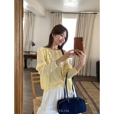 2026早春新款圆领宽松真丝针织开衫透气薄款外搭 小众设计高级感