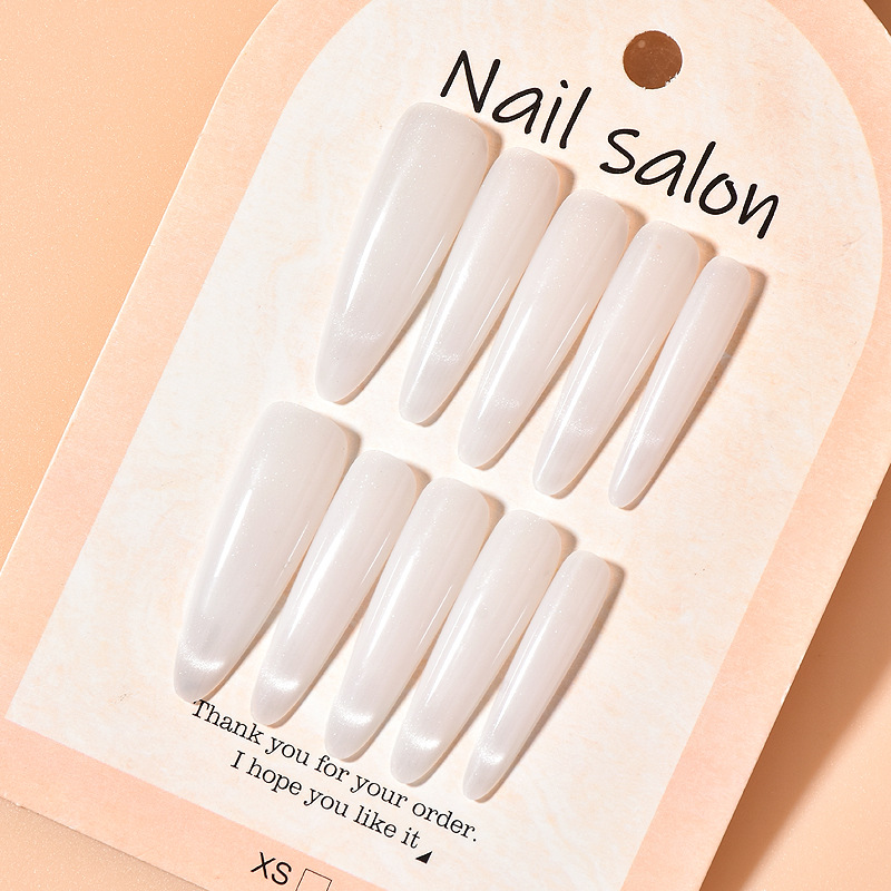 轻奢30片长尖款银白法式穿戴甲