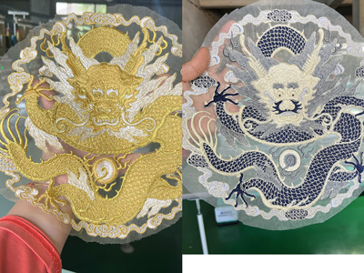 龙刺绣绣花圆形龙纹布贴辅料古装汉服旗袍礼服补洞装饰贴花手缝