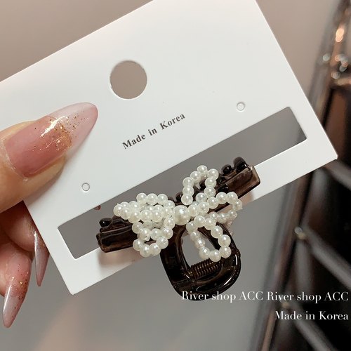 4.5cm小珍珠蝴蝶结【抓夹】韩国发饰小号发抓