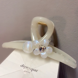 13cm流沙小花爱心水晶【抓夹】韩国发饰大号鲨鱼夹后脑勺固定发夹