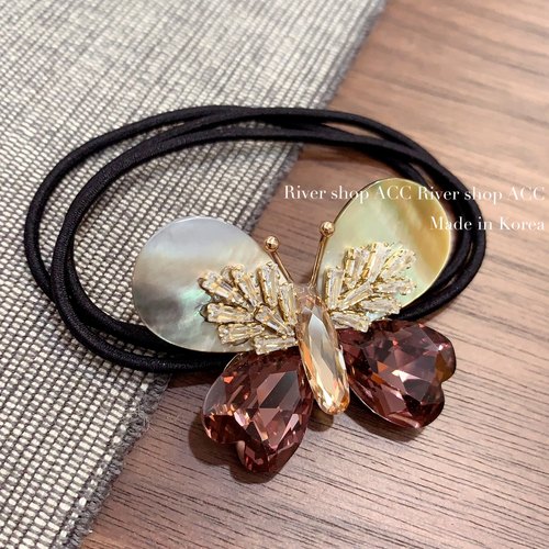 4cm大蝴蝶【发绳】天然贝母轻奢手工制作水晶珍珠发饰（藕荷紫）