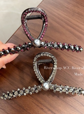 11cm枪灰色金属【抓夹/鲨鱼夹】韩国发饰闪钻发夹