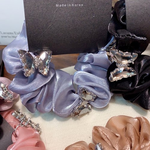 水晶蝴蝶【发圈】韩国发饰小肠发圈粗发绳弹力皮筋仙女款丸子头