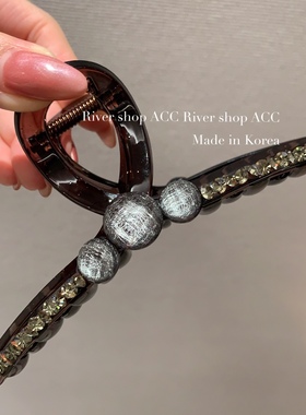 13cm满钻拉丝琉璃【鲨鱼夹】韩国东大门灰色系秋冬搭配发饰