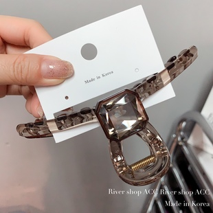 13cm方形大水晶【抓夹】韩国发饰K9水晶/夹子紧/大号鲨鱼夹