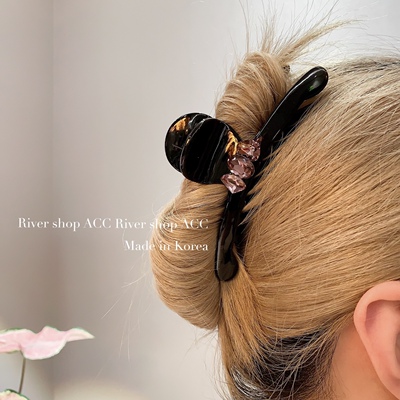 12cm紫水晶【抓夹/鲨鱼夹】韩国进口闪钻弧形发夹中等发量