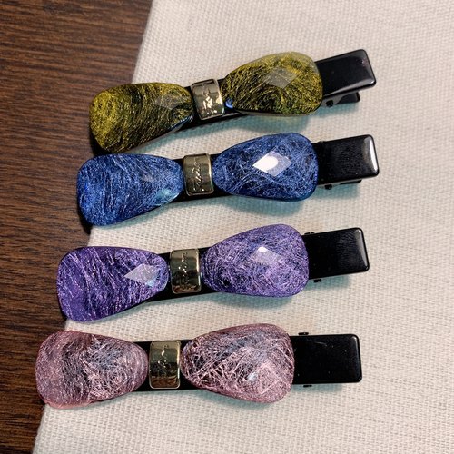 6cm蝴蝶结拉丝琉璃【鸭嘴夹】韩国发饰轻奢华刘海夹简约