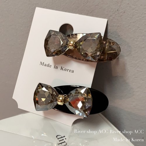 4cm水晶蝴蝶结【鸭嘴夹】韩国发饰小发卡侧边夹刘海夹