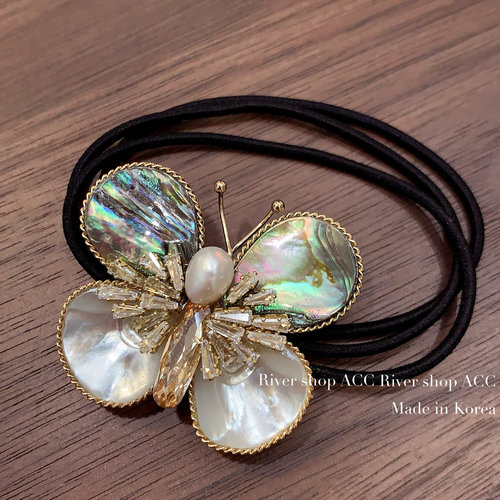 4cm大蝴蝶【发绳】天然贝母轻奢手工制作水晶珍珠发饰