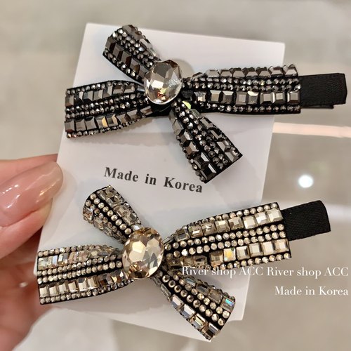 很耐看～6cm满钻十字蝴蝶结【鸭嘴夹/侧边夹】韩国东大门bb夹