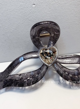 12cm银灰色细闪蝴蝶结造型【抓夹】韩国发饰
