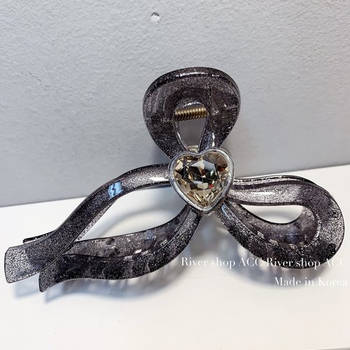 12cm银灰色细闪蝴蝶结造型【抓夹】韩国发饰