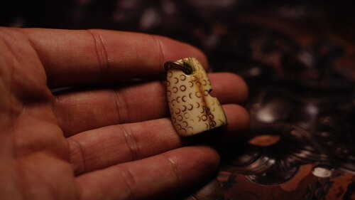 藏传配件新款上市老高白原生态满咒点侧挂配饰可做吊坠非猛犸文玩