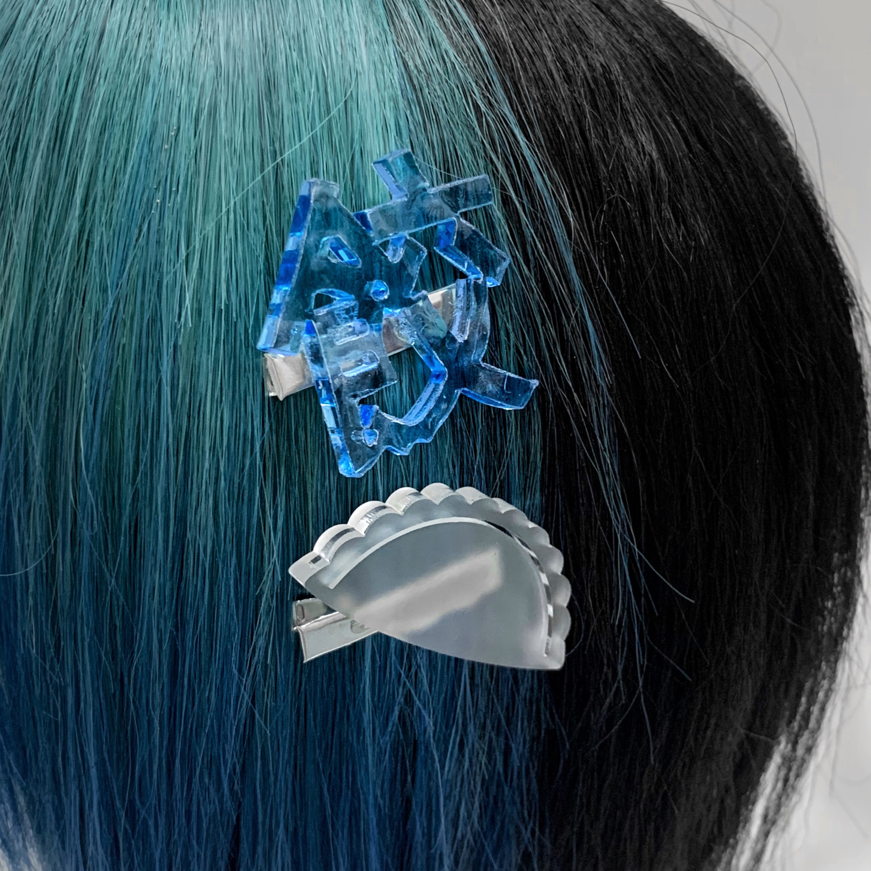 【现货】▷安心病栋▷饺-原创水色透明文字亚文化可爱饺子发夹