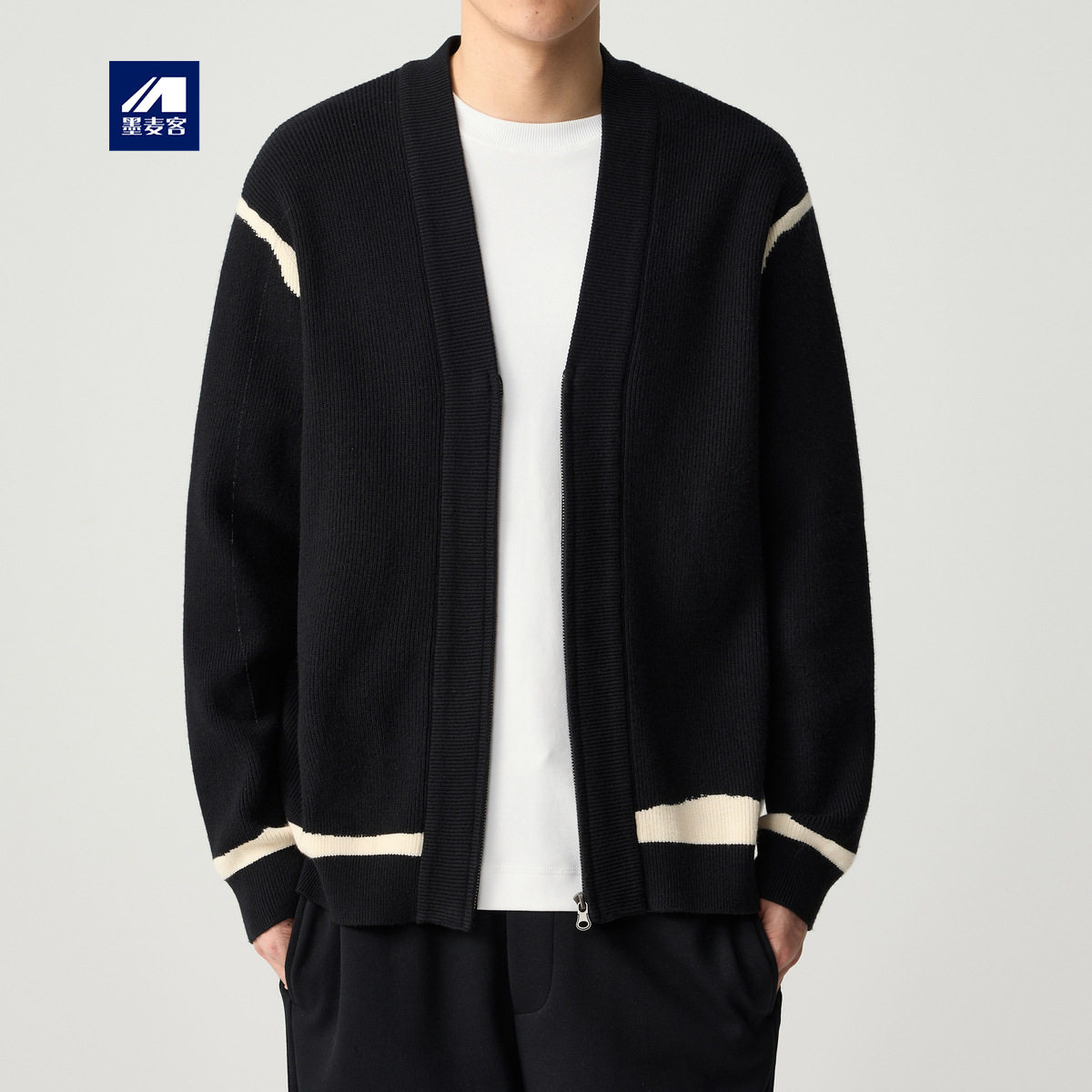 墨麦客多米绒毛衣开衫外套男高级感上衣春季款休闲针织衫男士夹克