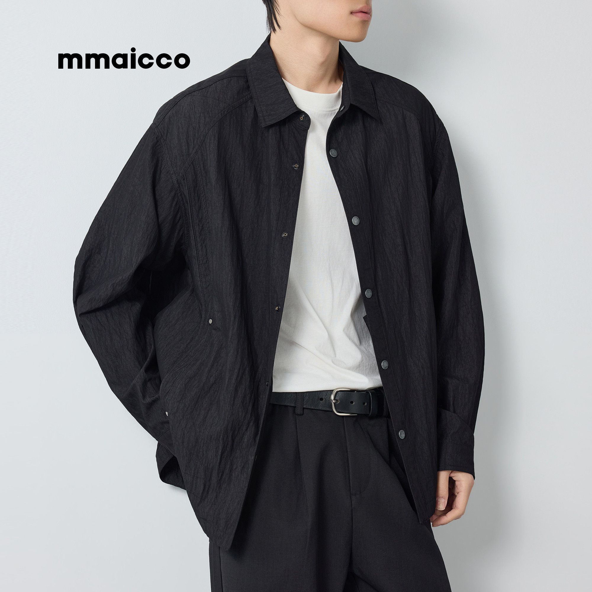 外穿衬衫式男外套墨麦客2026春季新款翻领复古男士夹克春秋季薄款