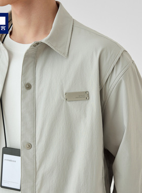 墨麦客装金属标装饰夹克男士2025春季新款假两件翻领外套81295.