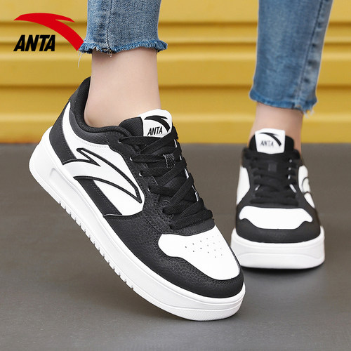安踏女鞋板鞋2025新款秋冬女生出街黑白休闲鞋子透气软底运动鞋女