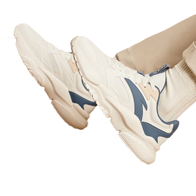 安踏男鞋老爹鞋2025新款秋冬男款皮面休闲鞋厚底软底网面运动鞋男