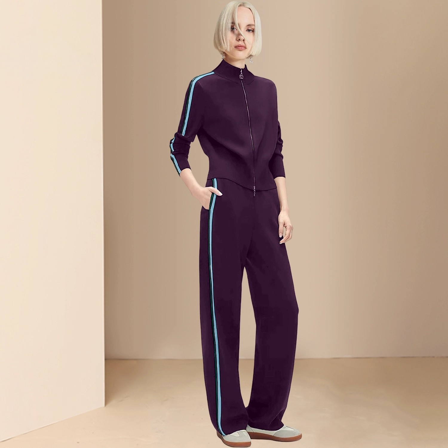 欧美时尚又酷又飒的穿搭套装女2025秋季新款卫衣外套直筒裤两件套