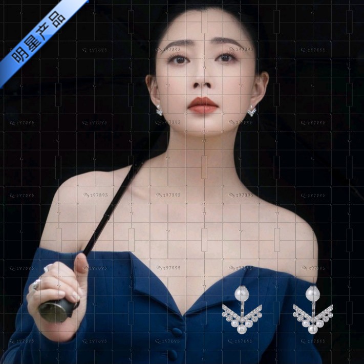 殷桃明星同款耳环高级锆石耳钉