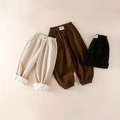 儿童一体绒保暖裤 子男女童时尚 收口长裤 秋冬新款 男童直筒裤 MZA002