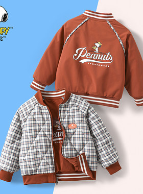 两面穿菱形格子绗线棒球服棉服休闲风外套KRS385