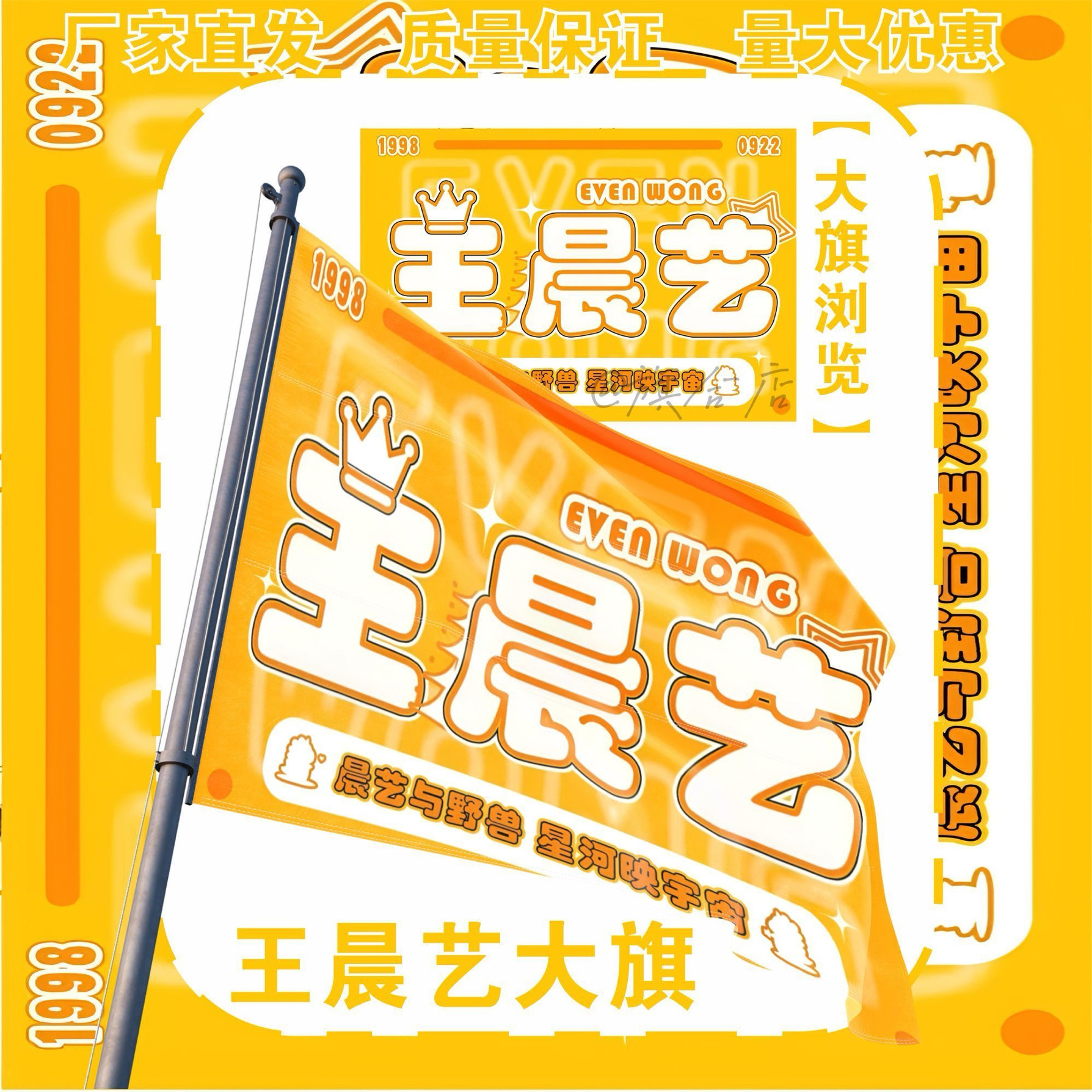 王晨艺应援大旗明星演唱会手持应旗帜/锦旗