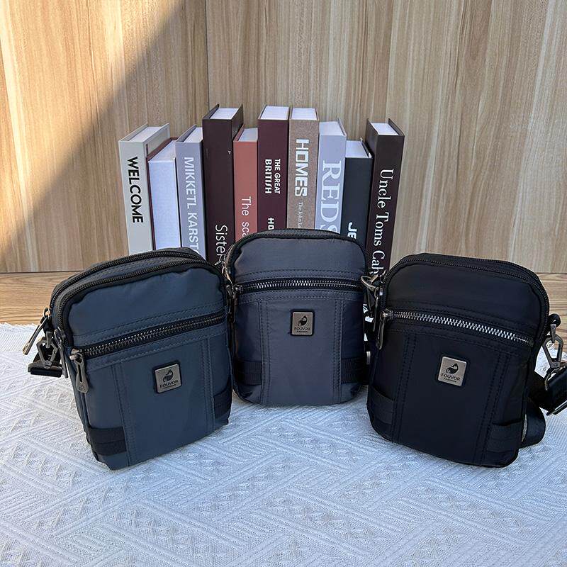 新款迷你小包防水尼龙帆布挎包单肩挂包手机包穿皮带男士小包包