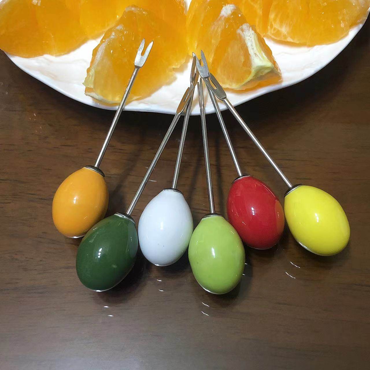 进口陶瓷头水果叉子圣女果造型手柄糖果布丁叉子碗好看的零食叉子,餐饮具,水果叉/水果签,淘宝优惠券,粉丝福利购,淘宝优惠卷