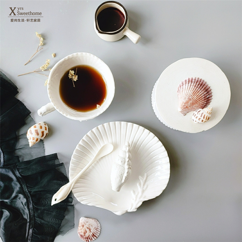 Exit ceramics shell Coffee cup and saucer shell Coral Angel wings character Fruit plate Afternoon Tea Dessert platein the Tableware , Coffee , Mug  category - from Buy2taobao.com to provide professional Taobao agent buy service