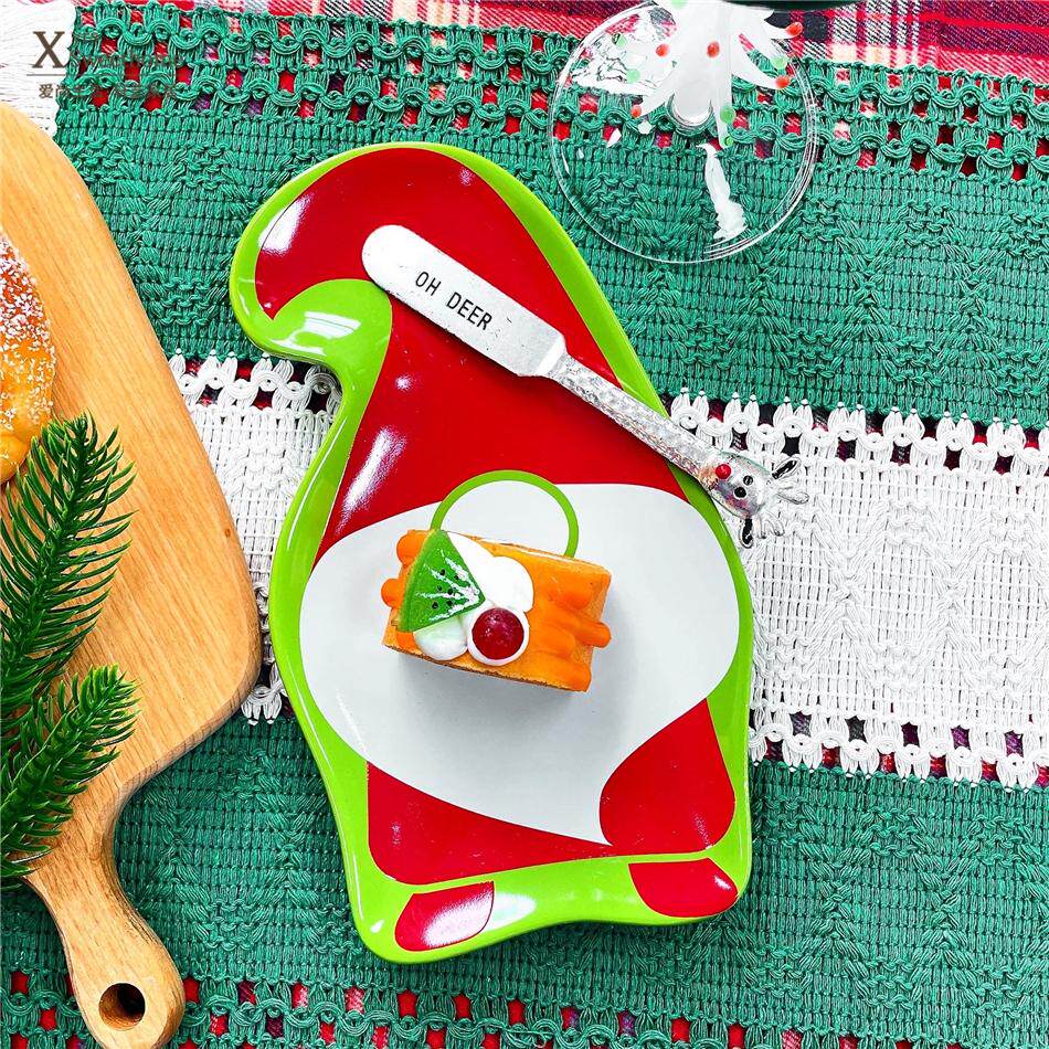 外单圣诞老人造型陶瓷盘子 卡通小碟子 圣诞节礼物可爱小孩糕点盘