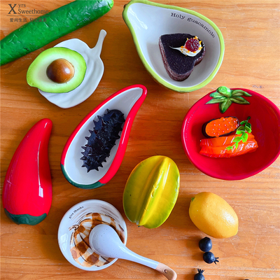 轩艺家居 mud陶瓷碗 水果造型碗 西红柿牛油果辣椒造型釉下彩碗