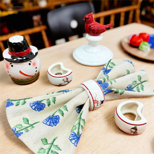 轩艺家居 圣诞雪人造型摆件 纸巾环 纸巾扣 餐桌装饰 节日小礼物
