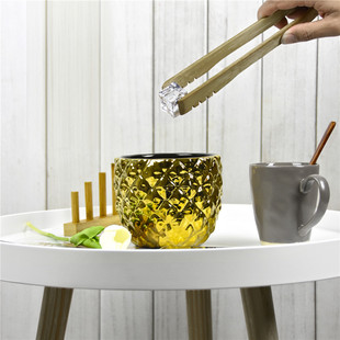 金色菠萝纹造型碗 钵子 多功能碗 北欧镀金创意冰桶 钻面花盆棋罐