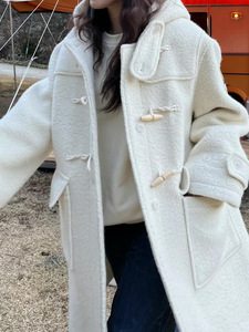韩国Fric减龄牛角扣羊毛大衣外套
