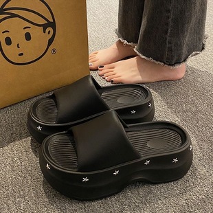 厚底拖鞋 女2025新款 春夏季 懒人一字拖防滑松糕底外穿沙滩凉拖鞋