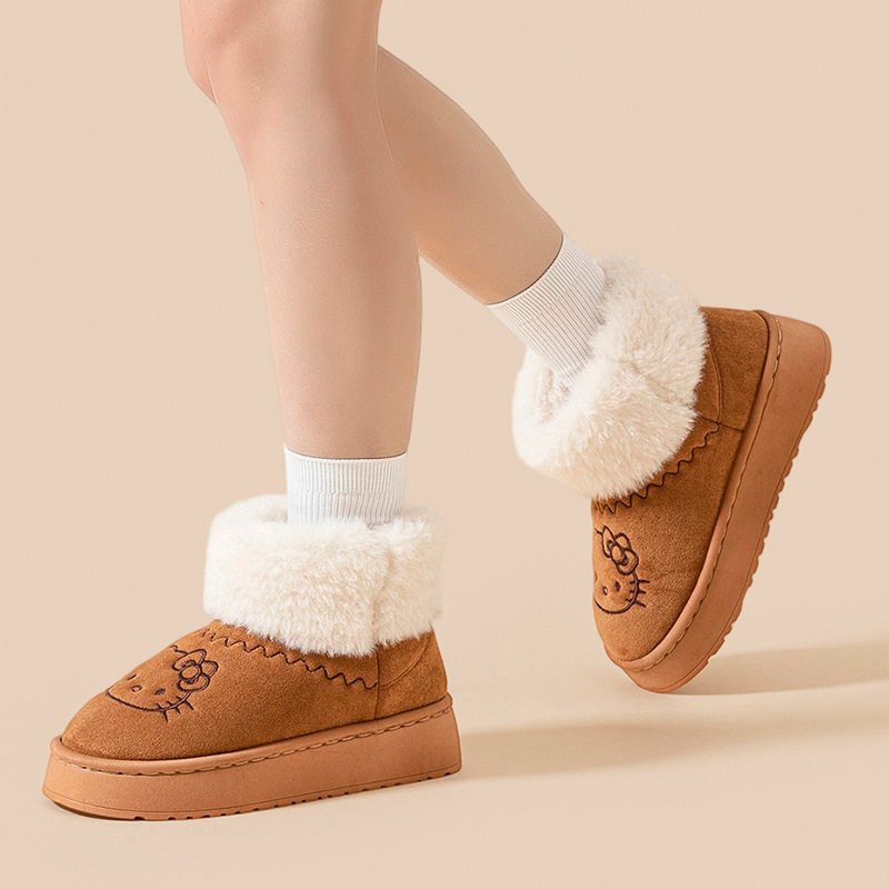 卡通可爱KT猫秋冬季外穿雪地靴女士棉靴包头拖保暖鞋包根棉鞋女,女鞋,时尚雪地靴,淘宝优惠券,粉丝福利购,淘宝优惠卷