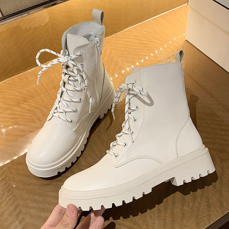 2025新款马丁靴女英伦风春冬加绒侧拉链短筒靴子软皮舒适百搭单靴