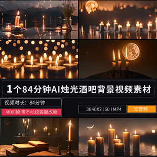 80分钟酒吧小酒馆复古AI蜡烛光LED大屏幕挂机背景氛围视频素材