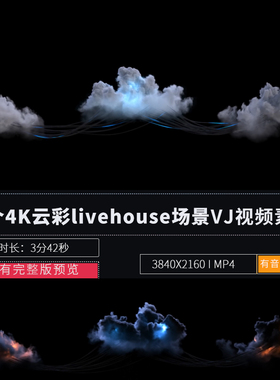 白色云彩乌云闪电酒吧唱歌派对LED大屏幕直播背景舞台VJ视频素材